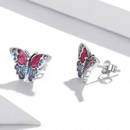 Kolczyki sztyfty Typu Pandora retro motyl - SCE1332