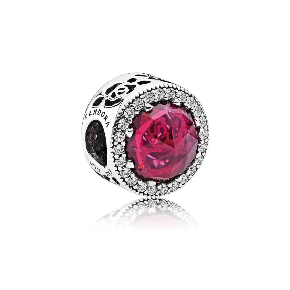 PANDORA Disney Belle\'s Radiant Rose Cerise Crystals & Cubic Zirconia Charm