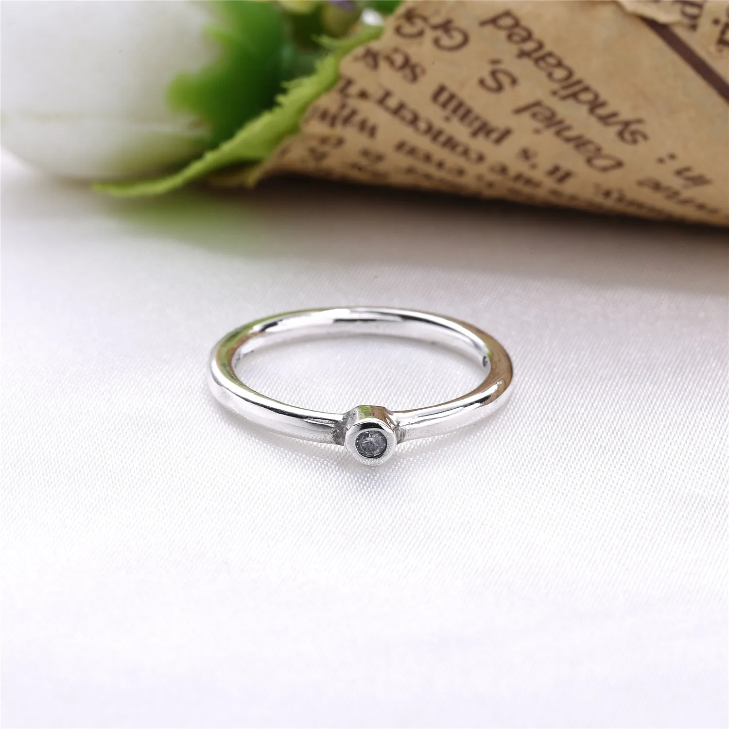 Morning Star, Silver ring, 14k, 0.03ct TW h/vs diamond - 190213D - Pierścionki PANDORA