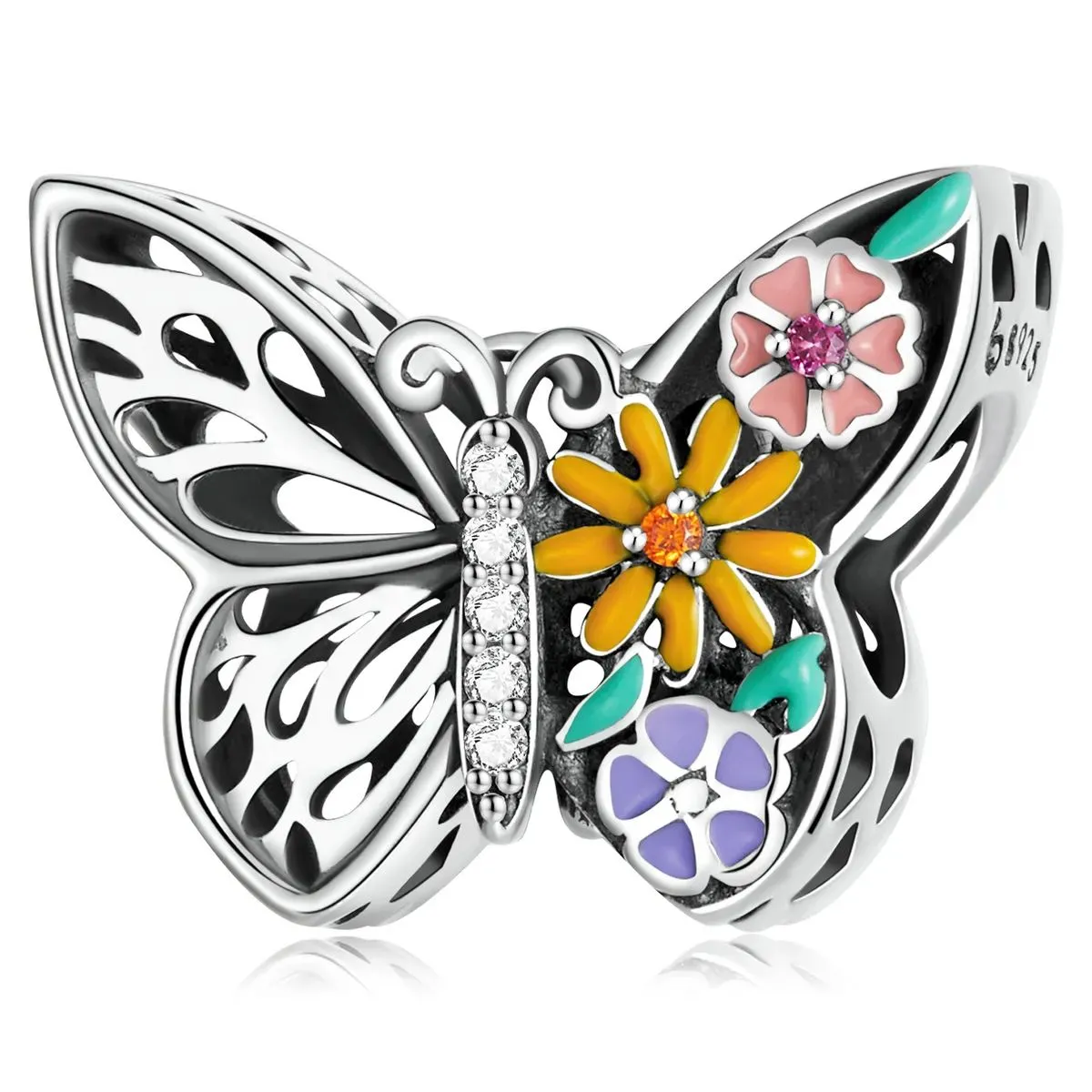 charms typu pandora kwiat motyla bsc588