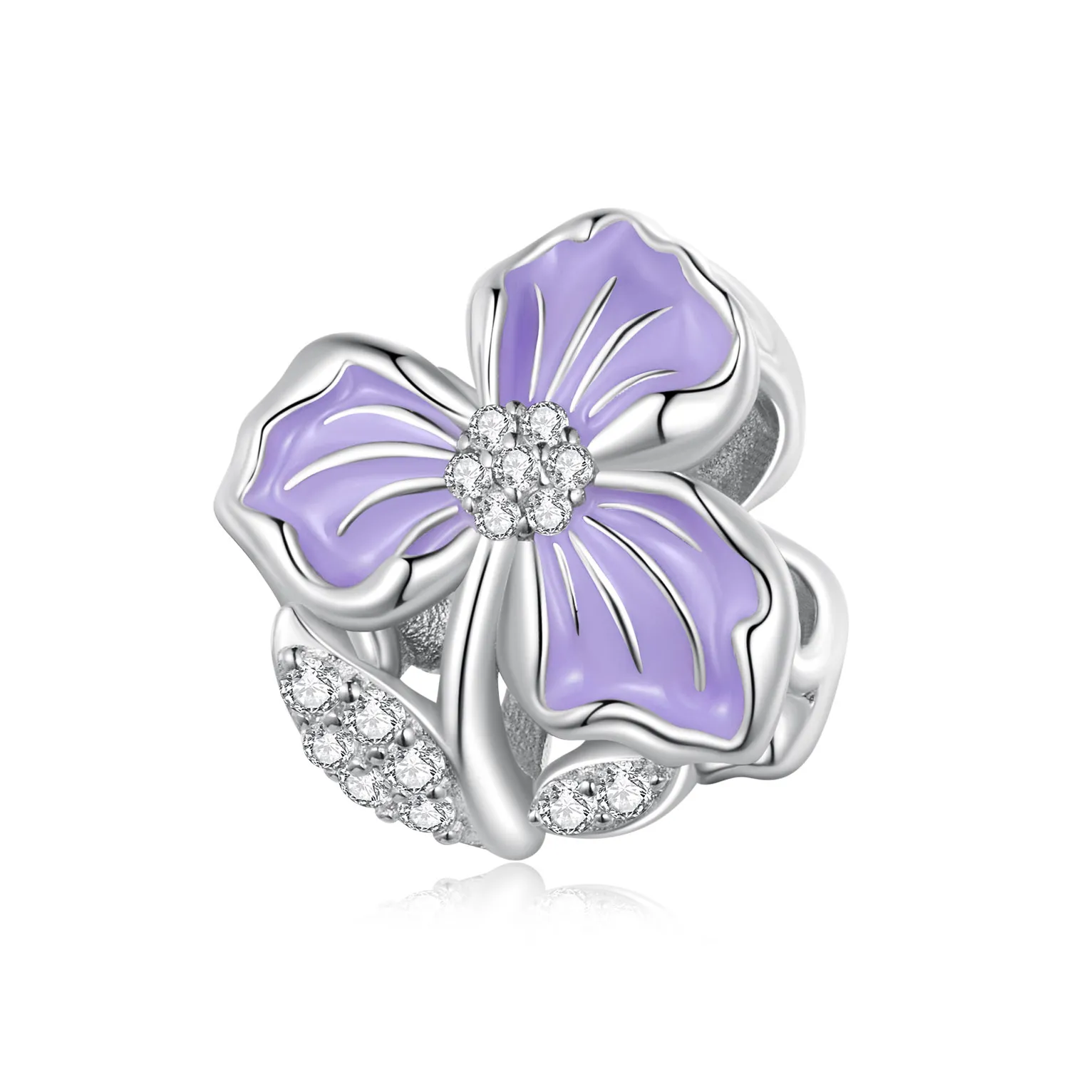 charm w stylu pandora z fioletowym kwiatem bsc890