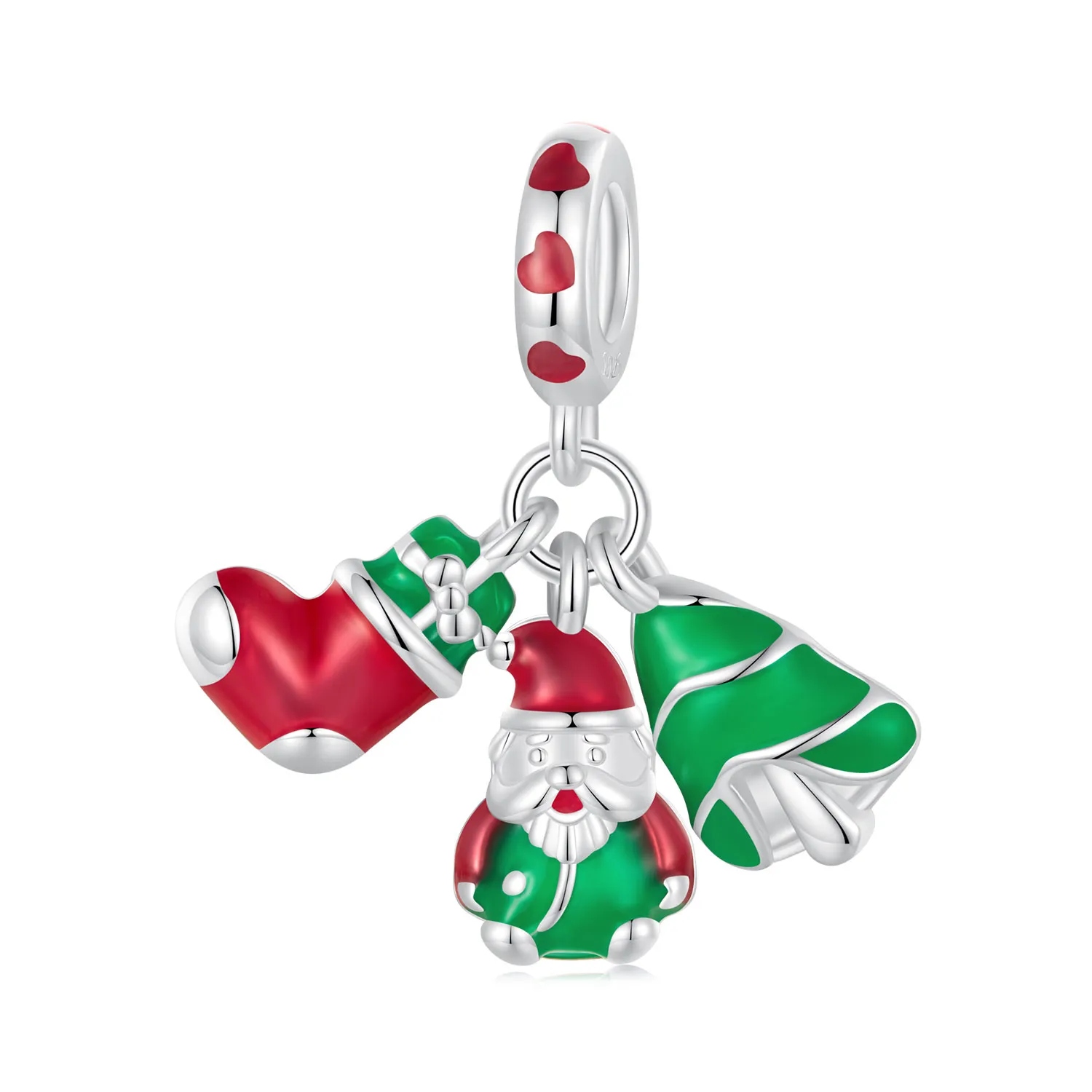 pandora style luminous christmas tree santa claus and socks dangle scc2647