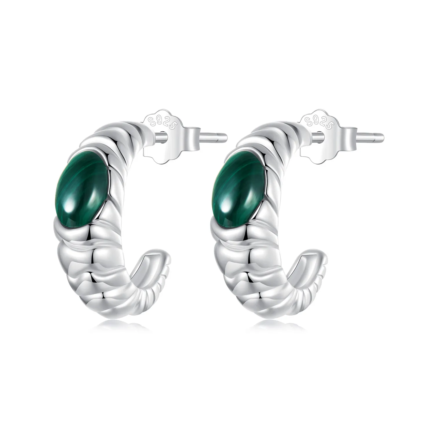 kolczyki pandora style malachite bse1057