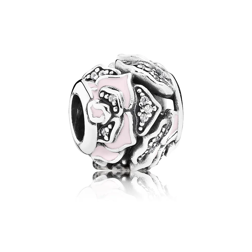 Delicate Rose, Pink Enamel & Clear CZ - Pandora PL