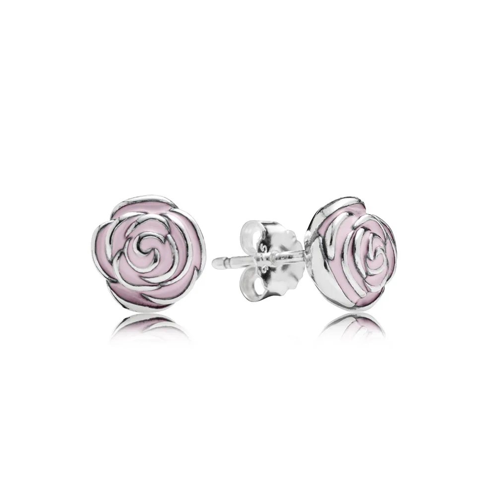 Pink Rose Stud Earrings - Pandora PL