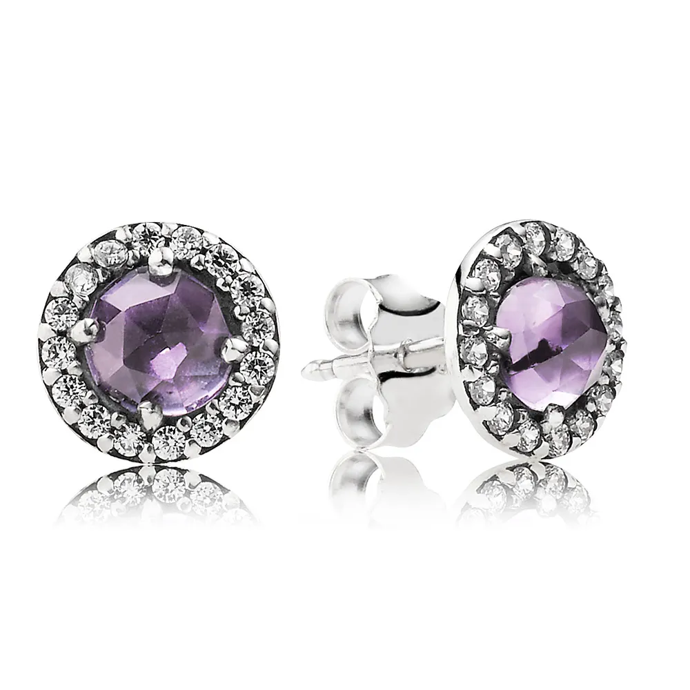 Sparkling Amethyst Stud Earrings - Pandora PL